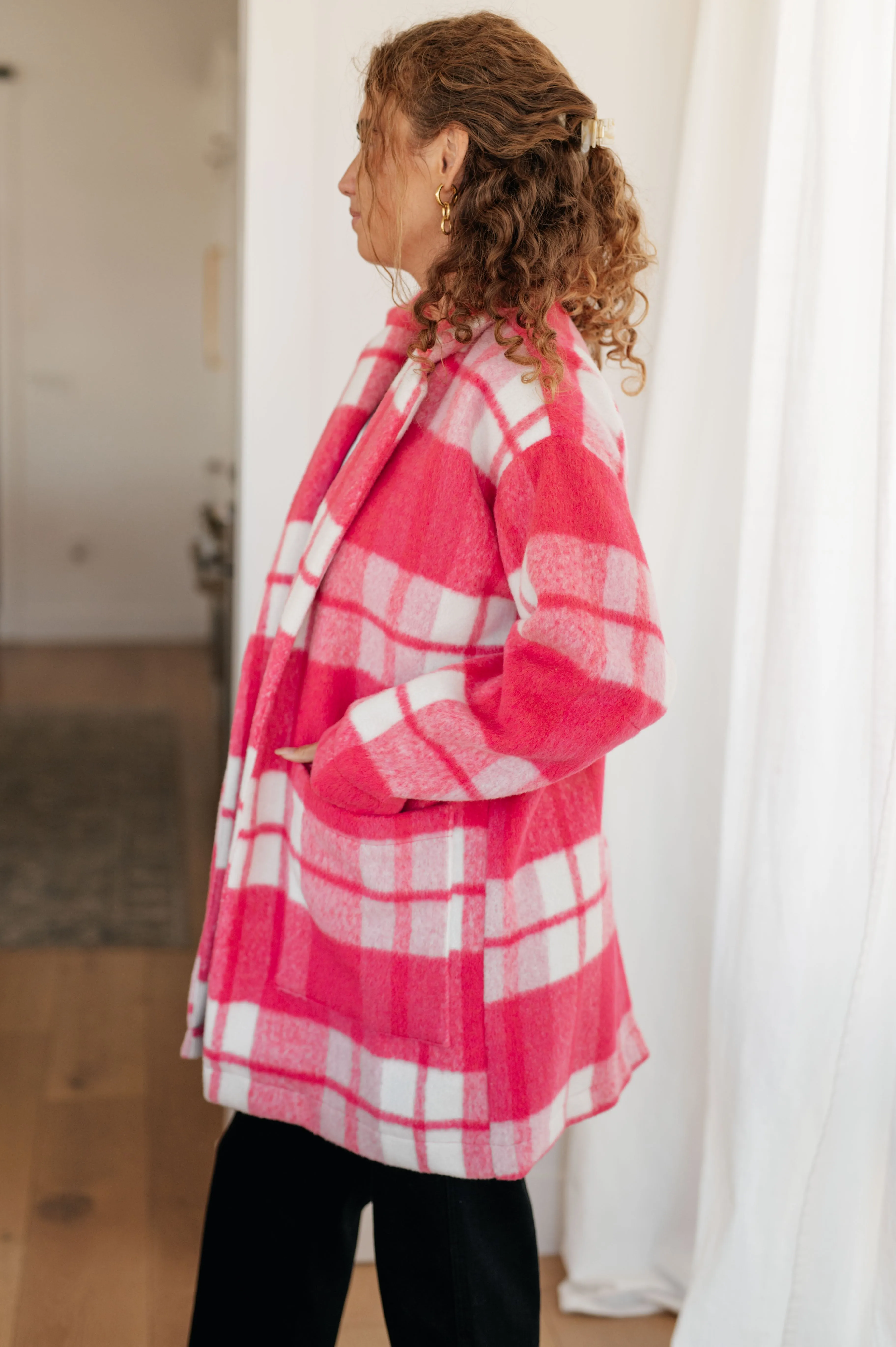 RESTOCKED - Pink Plaid Coat