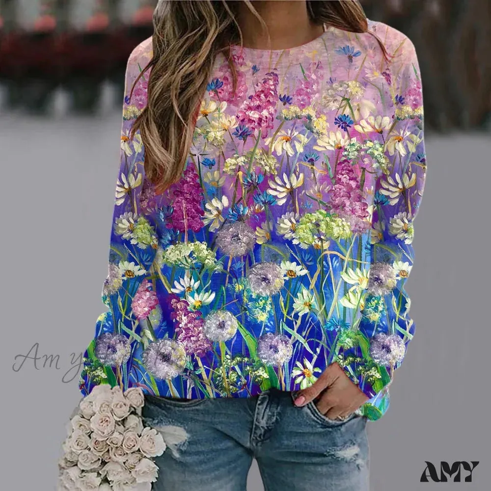 Sequins Butterfly 3d Printed O Neck Long Sleeve Sweatshirt