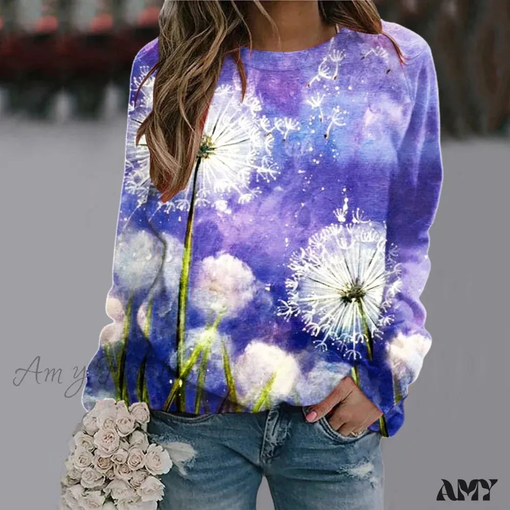 Sequins Butterfly 3d Printed O Neck Long Sleeve Sweatshirt