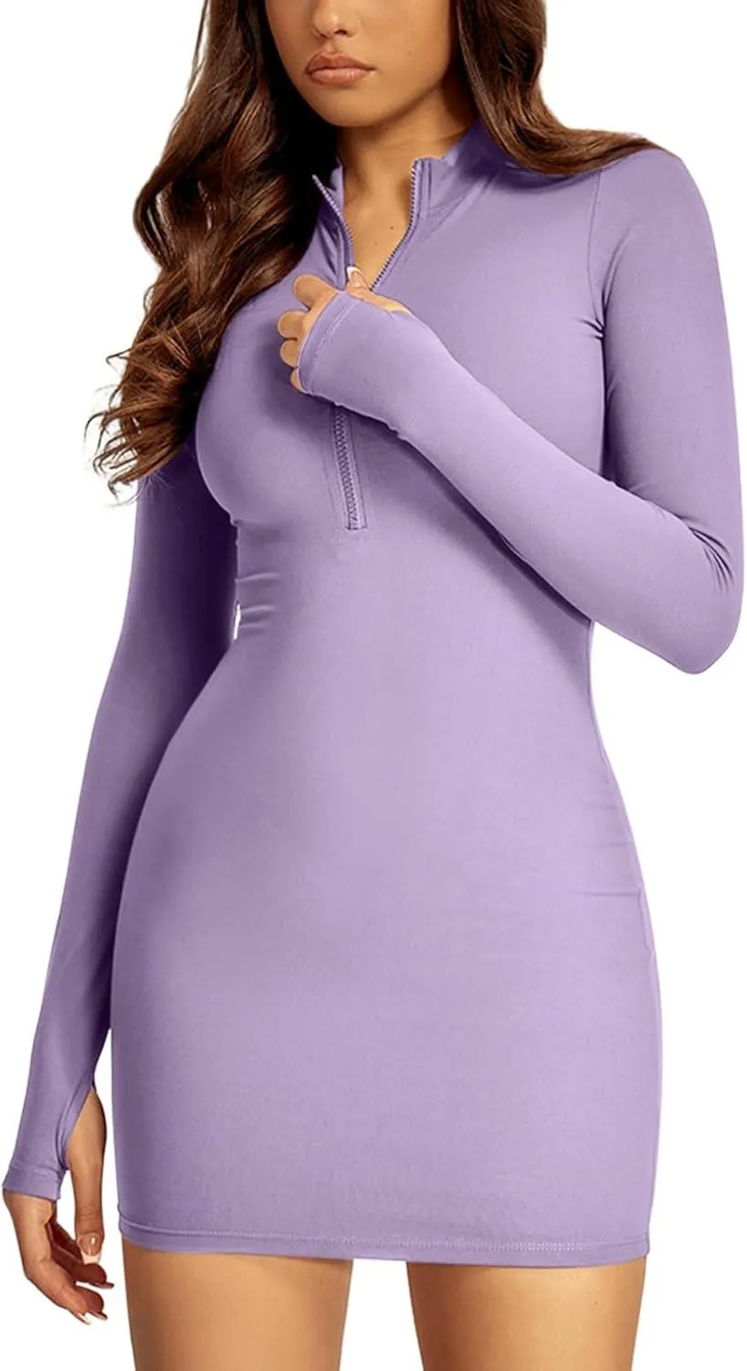 Sleek Vision Zip-Front Bodycon Mini Dress