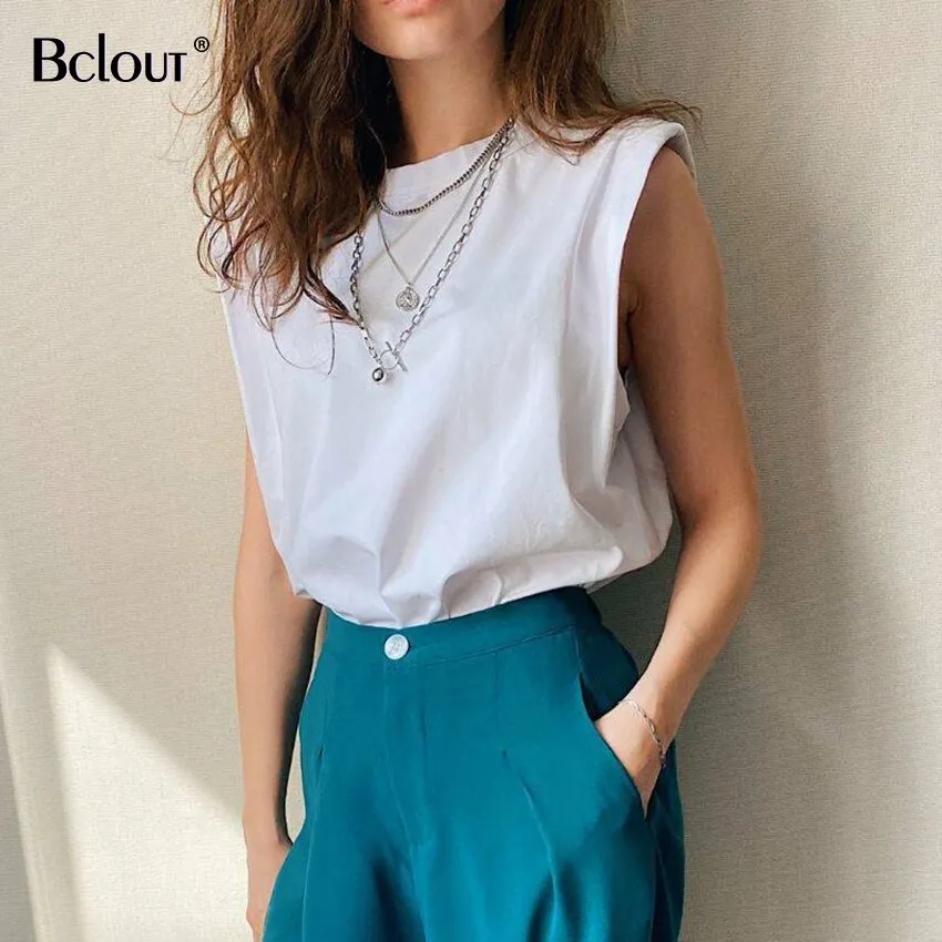 Spring Summer White Loose Sleeveless Top Women O Neck Camis Casual Basic Sport Vest Tops Female Streetwear Tank Tops Knitte 2020
