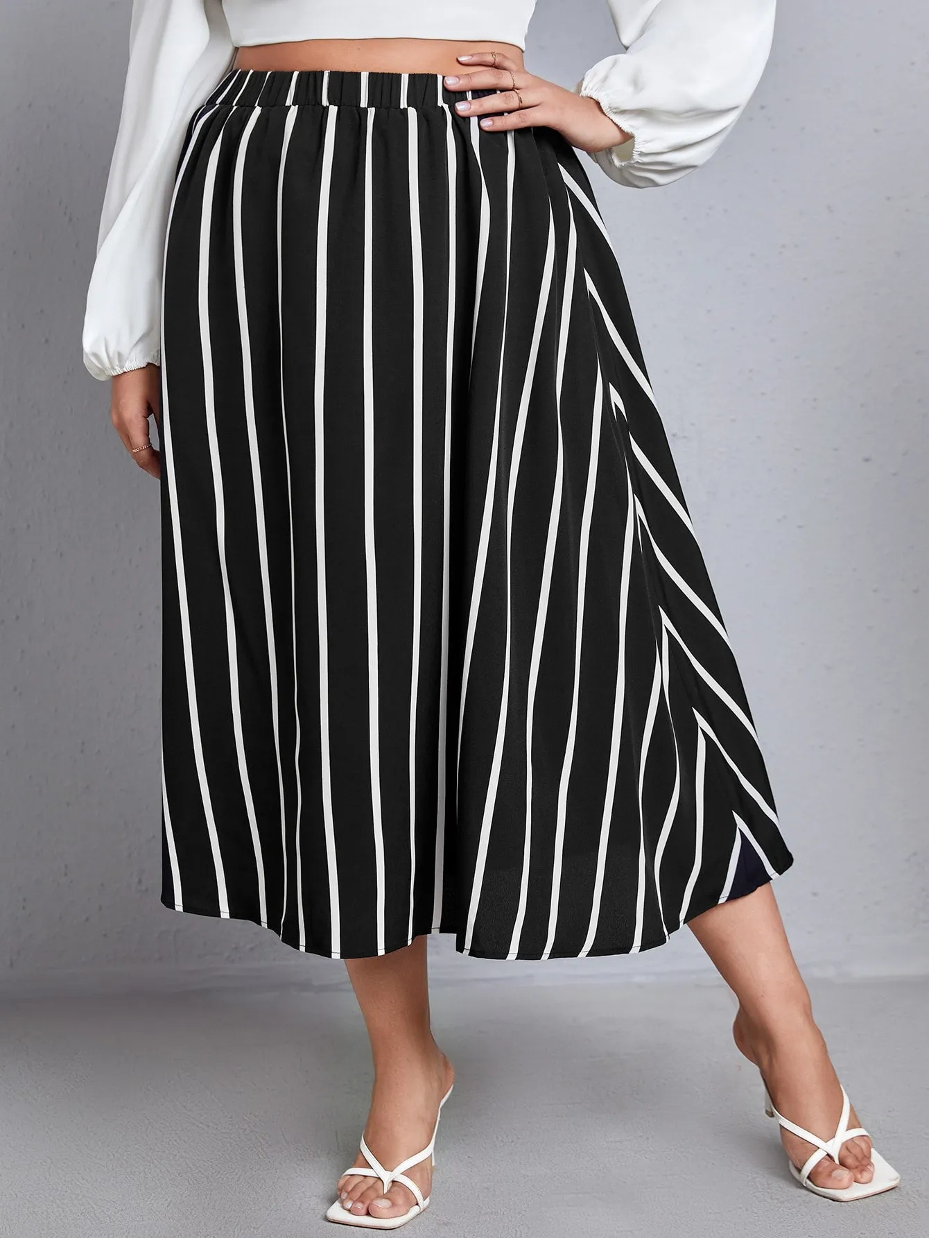 Striped Maxi Plus Size Skirt