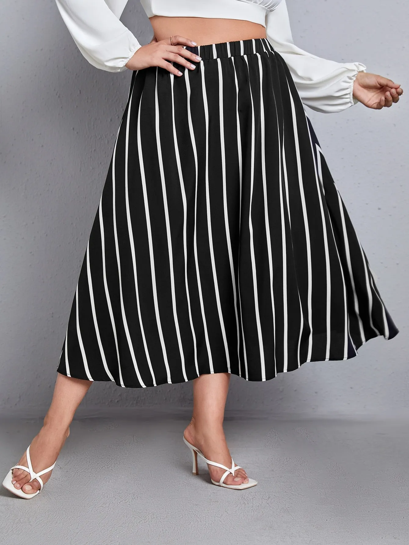 Striped Maxi Plus Size Skirt
