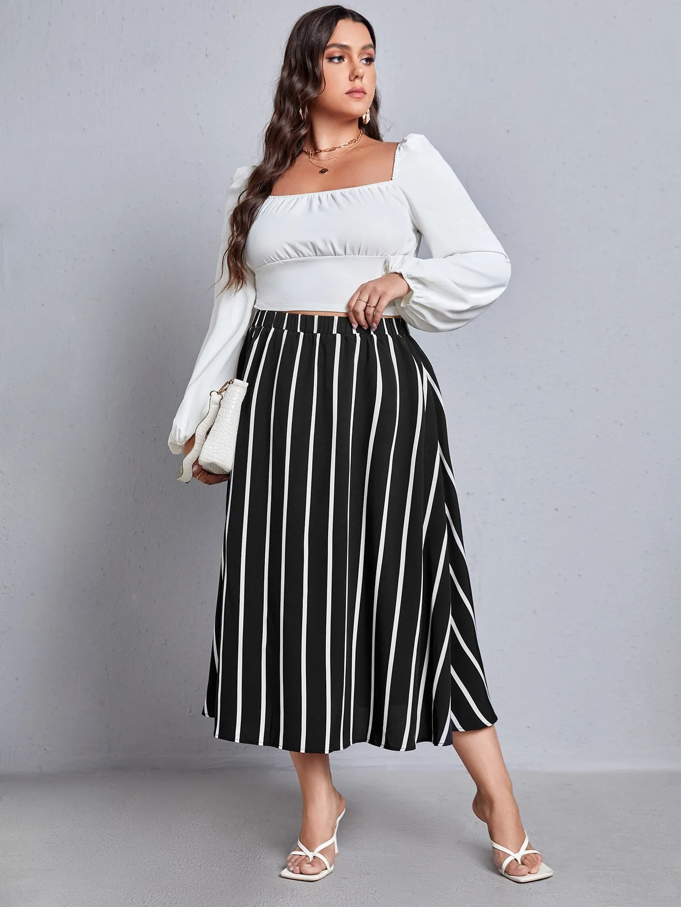 Striped Maxi Plus Size Skirt