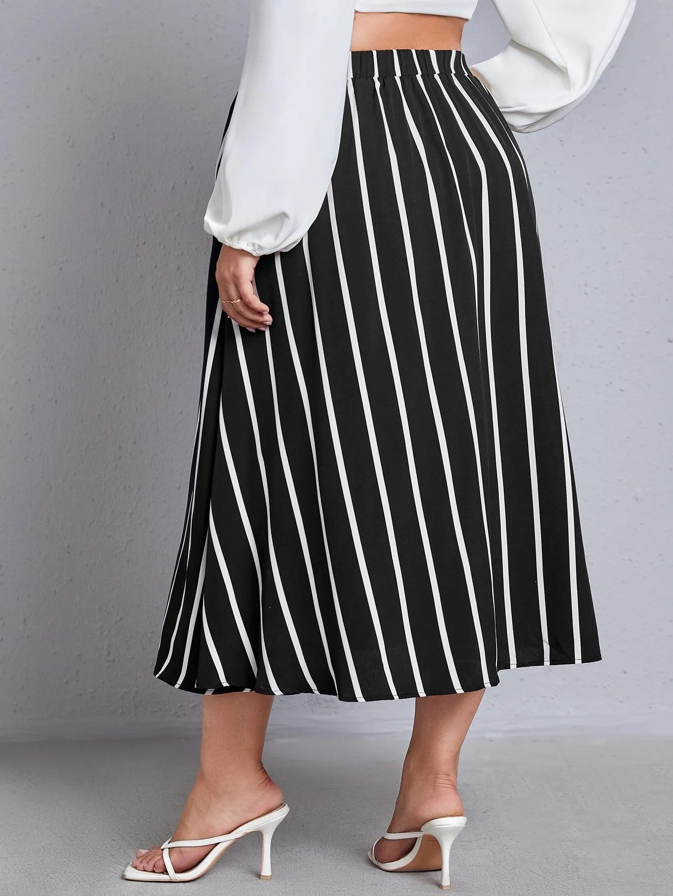 Striped Maxi Plus Size Skirt