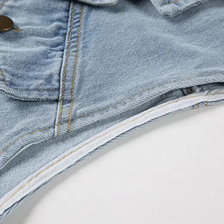 Stylish ROMISS Crisscross Denim Vests For Women Casual Jackets