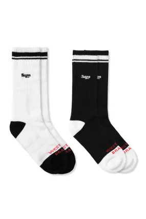 THE DAILY CREW 2-PK SOCKS Black/White