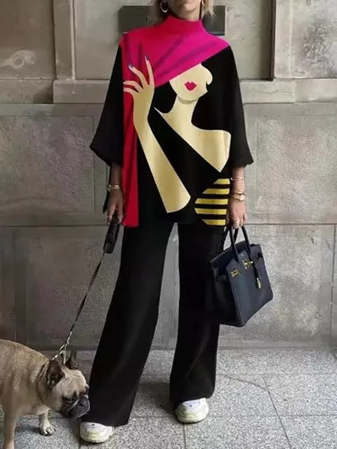 Tops And Wide Leg Pants Suit Elegant Lady Two Piece Set Tracksuits S2072190