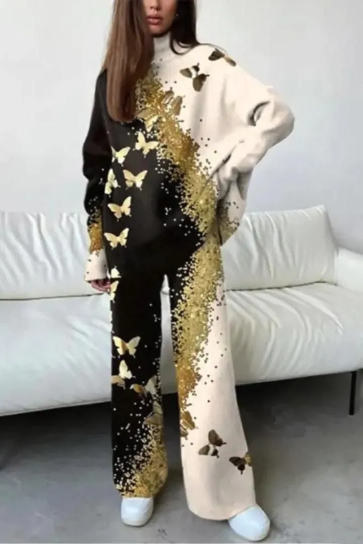 Tops And Wide Leg Pants Suit Elegant Lady Two Piece Set Tracksuits S2072190