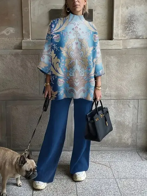 Tops And Wide Leg Pants Suit Elegant Lady Two Piece Set Tracksuits S2072190