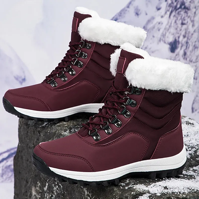 Velvet Throne High-Top Winter Snow Boots – Queen of Warmth Waterproof Hiking Kicks for Winter Wanderlust