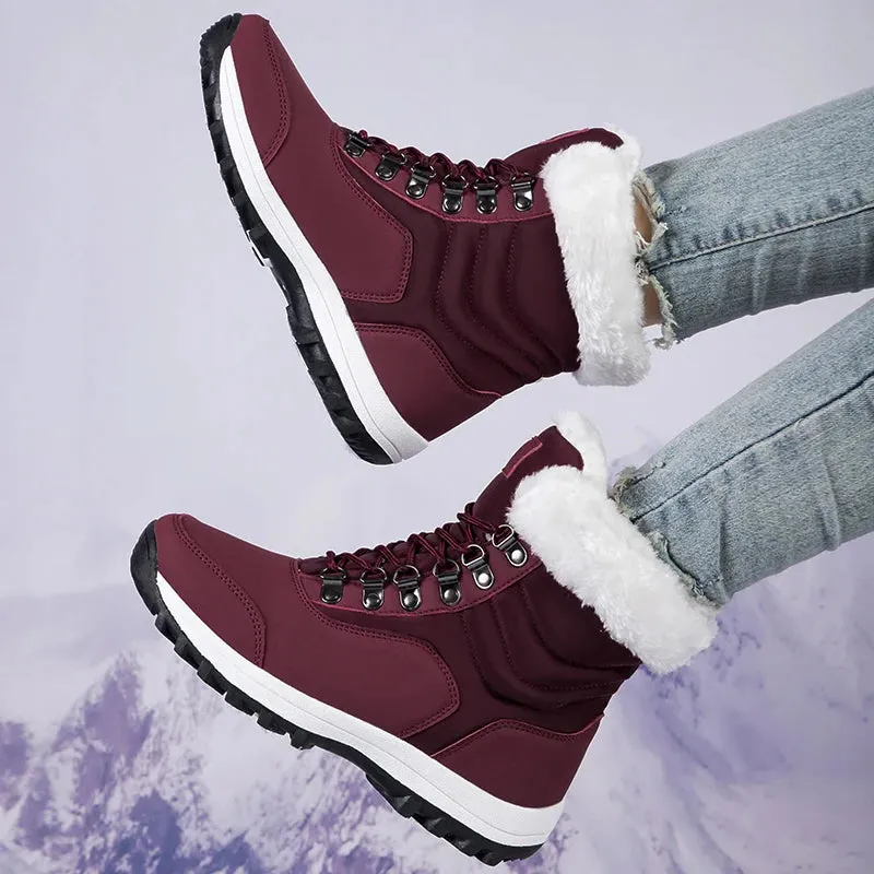 Velvet Throne High-Top Winter Snow Boots – Queen of Warmth Waterproof Hiking Kicks for Winter Wanderlust