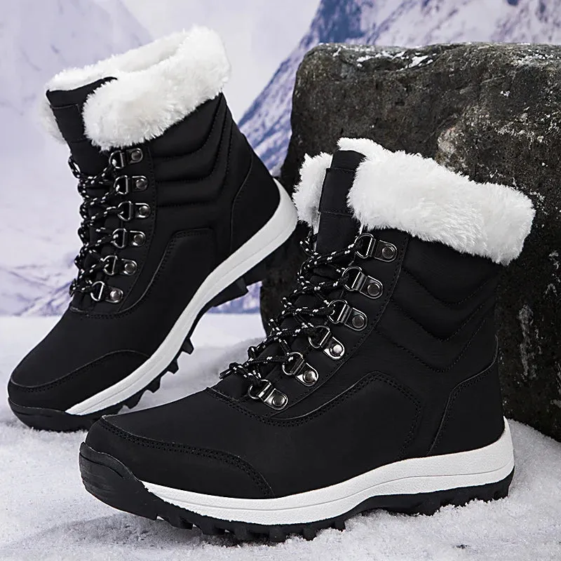 Velvet Throne High-Top Winter Snow Boots – Queen of Warmth Waterproof Hiking Kicks for Winter Wanderlust