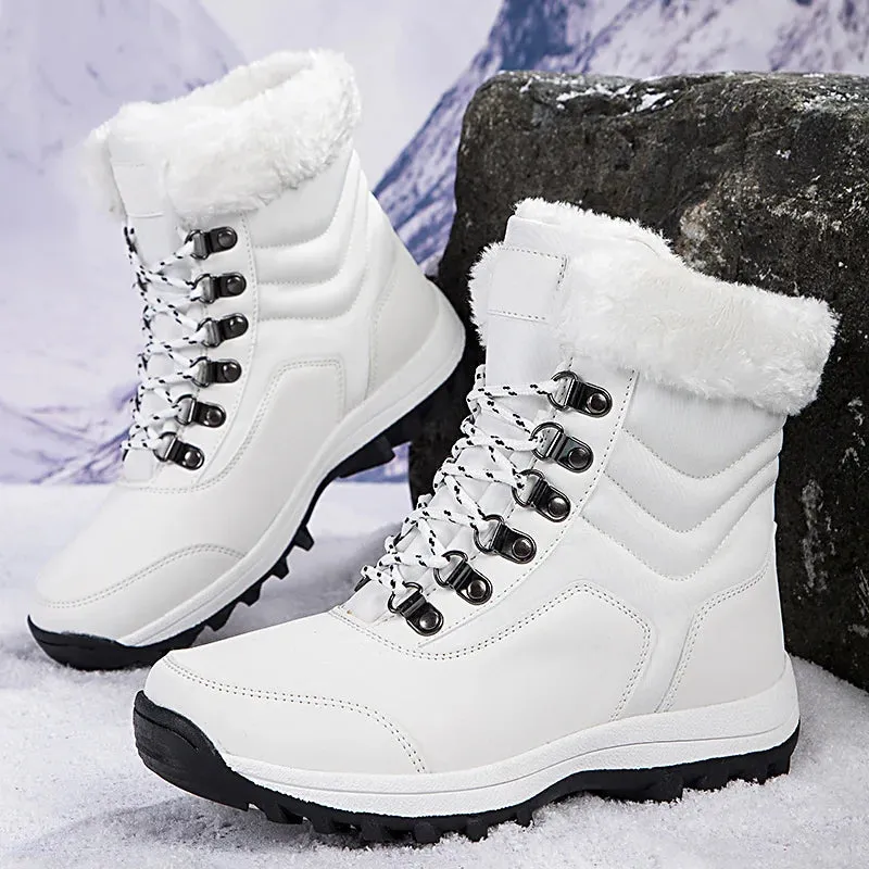 Velvet Throne High-Top Winter Snow Boots – Queen of Warmth Waterproof Hiking Kicks for Winter Wanderlust