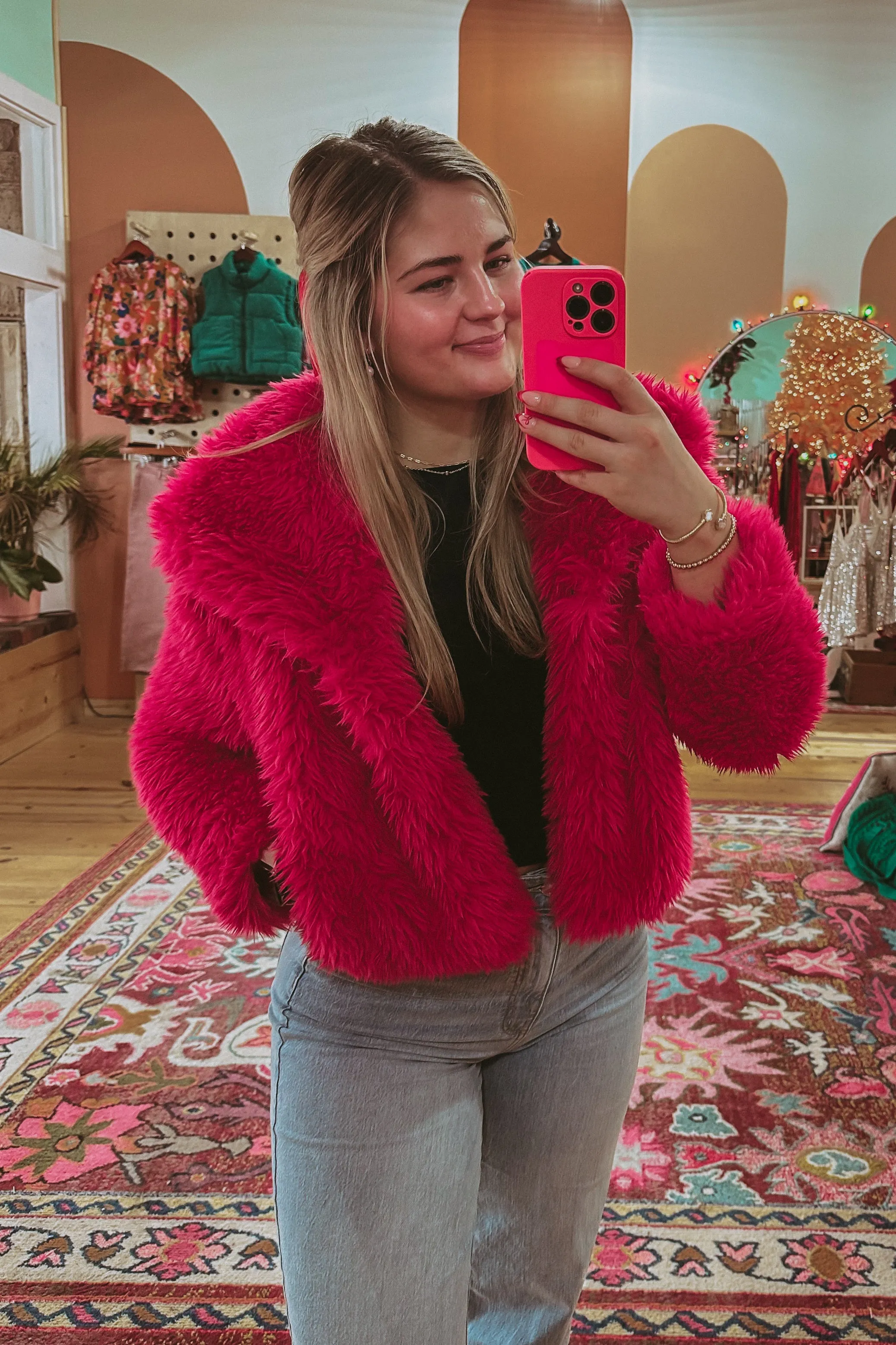 Very Berry Faux Fur Jacket