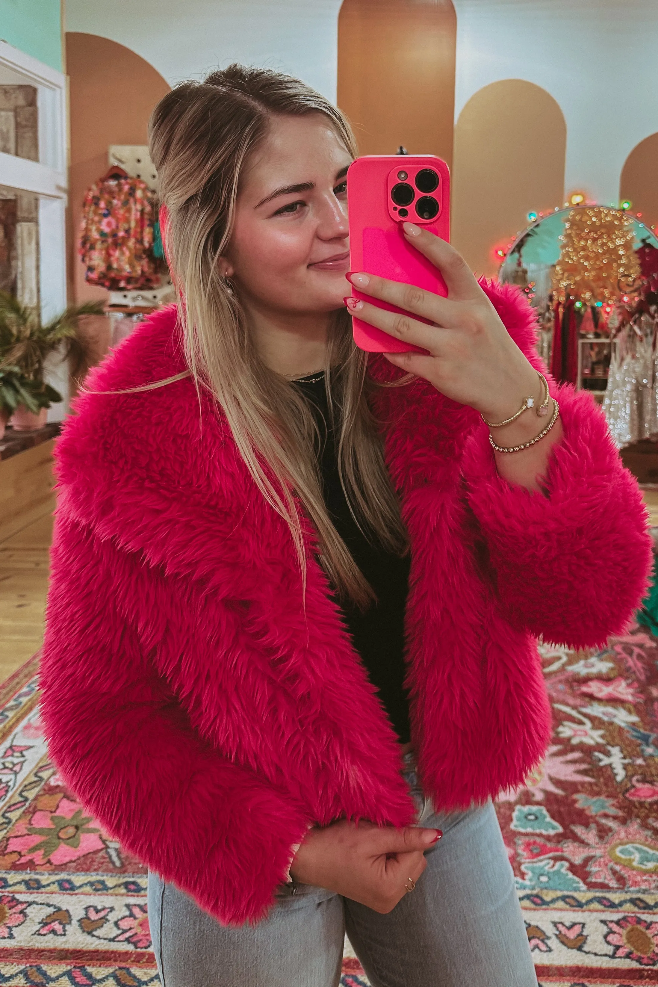 Very Berry Faux Fur Jacket