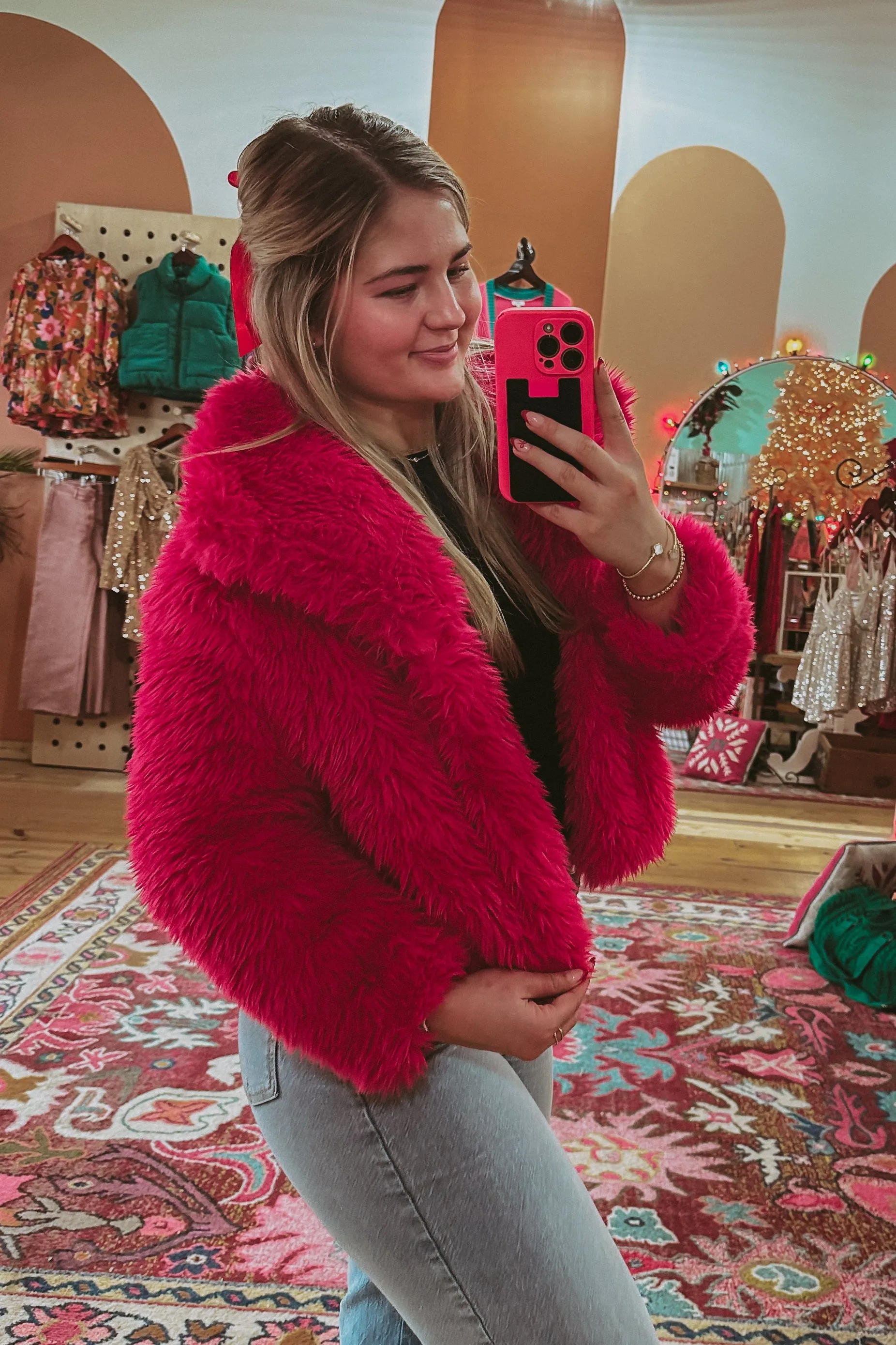 Very Berry Faux Fur Jacket