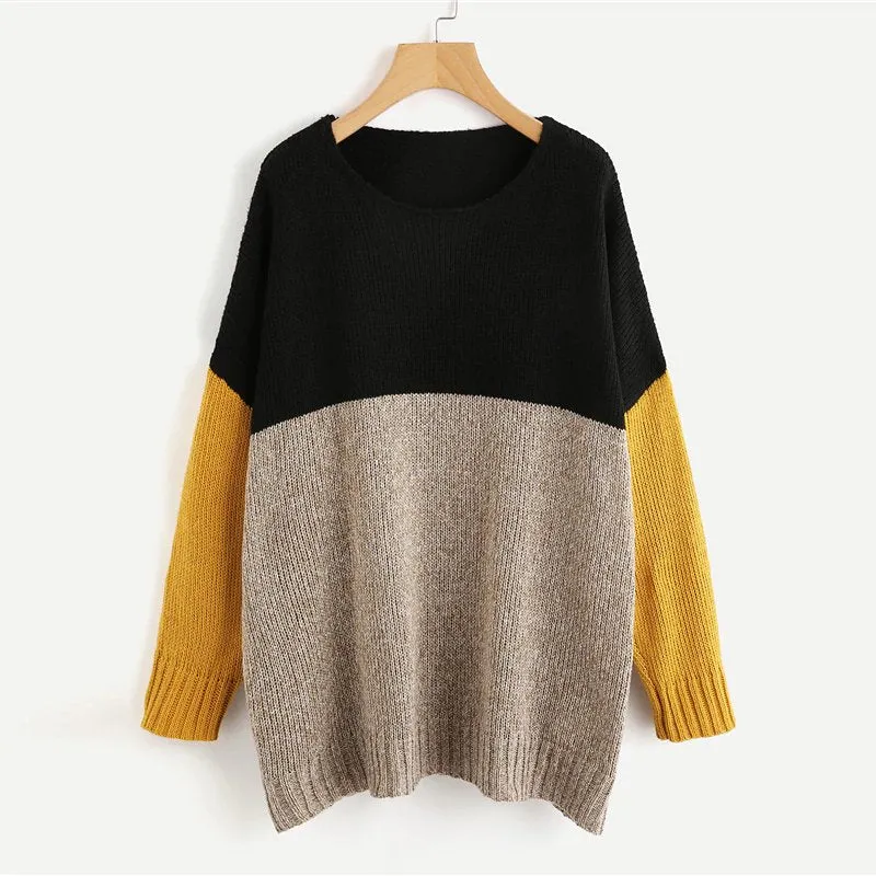 Women's Autumn/Winter Warm Multicolor Casual Knitted Loose Pullover