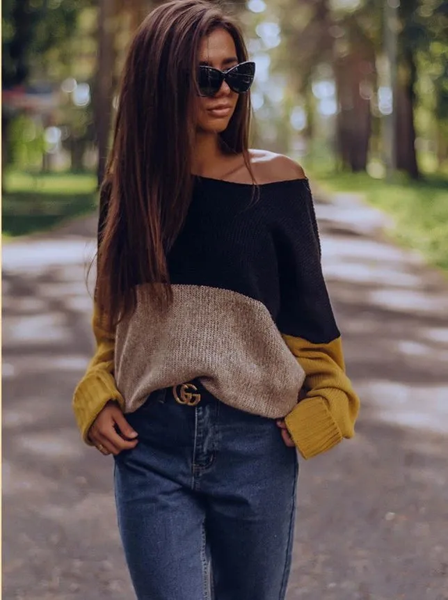 Women's Autumn/Winter Warm Multicolor Casual Knitted Loose Pullover