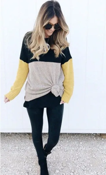 Women's Autumn/Winter Warm Multicolor Casual Knitted Loose Pullover