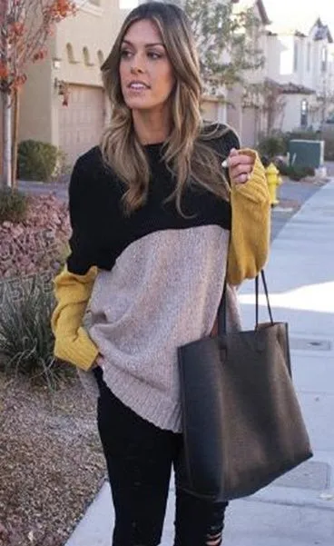 Women's Autumn/Winter Warm Multicolor Casual Knitted Loose Pullover