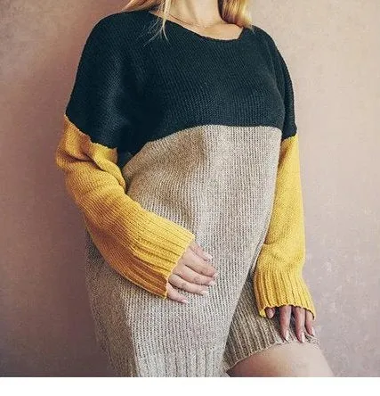 Women's Autumn/Winter Warm Multicolor Casual Knitted Loose Pullover