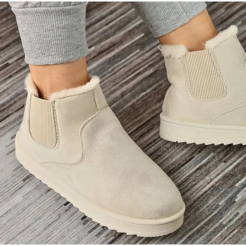 Women's Plus Size Warm Plush Ankle Snow Boots – Comfortable Cotton Winter Fashion Shoes, New Style
