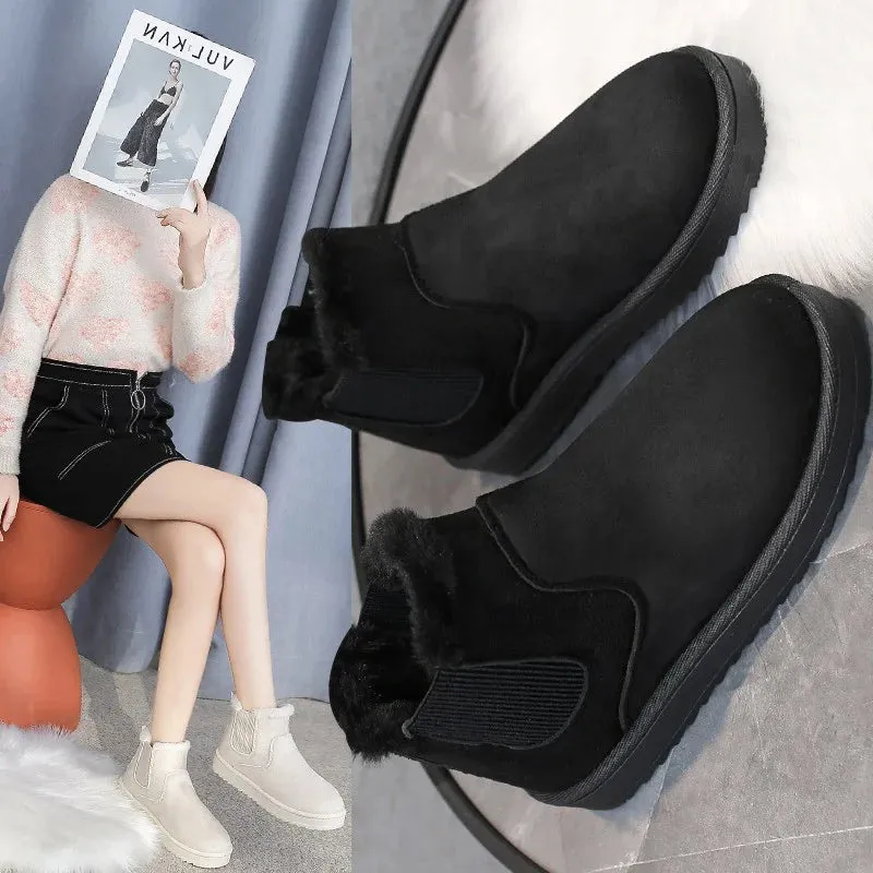 Women's Plus Size Warm Plush Ankle Snow Boots – Comfortable Cotton Winter Fashion Shoes, New Style