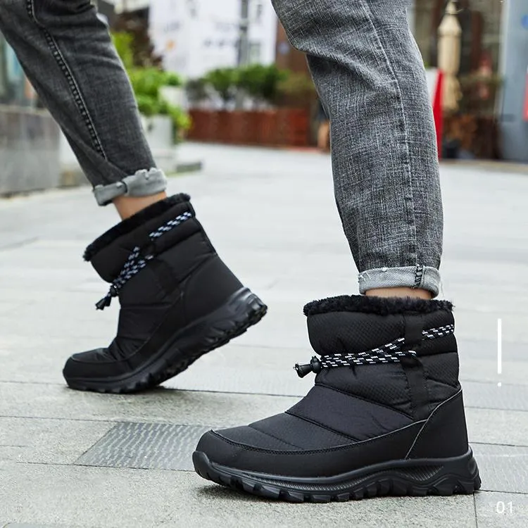 Women's thick warm lining waterproof anti-slip slip on snow boots